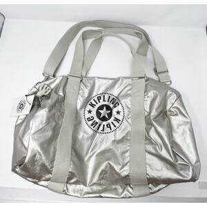 KIPLING ONALO lively Cloud Metal SPORTS GYM DUFFLE TRAVEL Tote Shoulder BAG